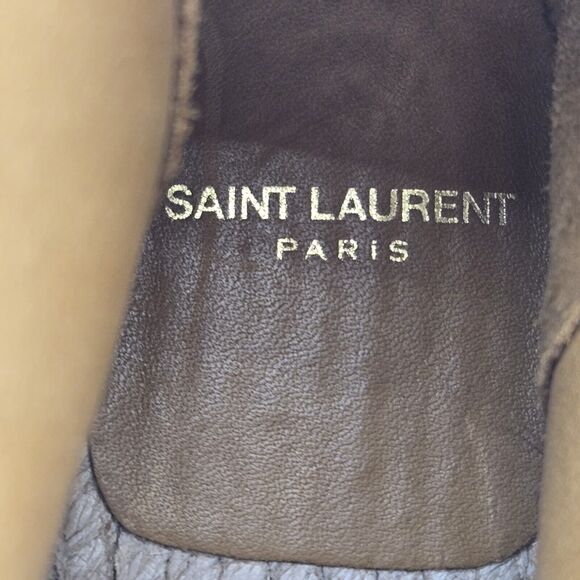 Saint Laurent Suede Fringe Espadrille Ankle Booties 7.5 37.5 Tan Designer Boho - Picture 9 of 13